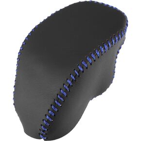 Car Gear Shifting Knob Cover Automatic Transmission Lever Trim for Toyota RAV4 2019-2023 Faux Leather Black Blue Stitches