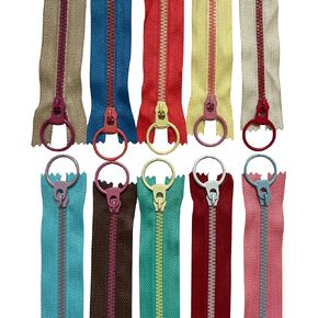 ZMCHNICY 20 PCS #3 Colorful Resin Zippers with Ring Pulls Closed End Plastic Zippers for Coat Jackets Bags DIY Tailor Sewing Craft Accessories Mixed 10 Colors Resin Zippers ((20CM) 8inch)