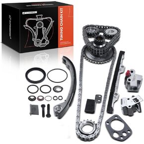 A-Premium 14Pcs Engine Timing Chain Kit W/Tensioner & Sprocket & Guide Rail [fits DOHC, L4 2.4L] Compatible with Nissan 240SX 1991-1998, Replace# 130704E102, 130851E401