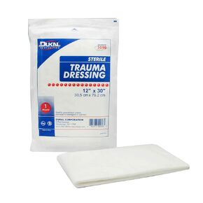 Dukal 3050 Trauma Dressing, Sterile, 12" Width x 30" Length, Pack of 25