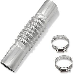 1 PC Car Exhaust Pipe Connector, 5.11" Curved Stainless Steel Corrugated Heavy Duty Air Heater Pipe Connector, Practical Decorative Accessories, Suitable for Most Car Models (Silver)