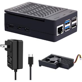 GeeekPi Case for Raspberry Pi 5 with 27W Power Supply, Pi 5 Case with Heatsink Fan and PD Adapter USB C 5.1V 5A Power Adapter for Raspberry Pi 5 8GB 4GB