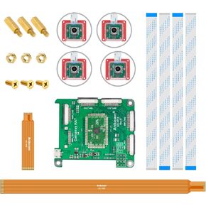 Arducam for Raspberry Pi Camera, 12MP IMX708 Quad-Camera Kit for Raspberry Pi 5, 120°(D) Wide Angle Autofocus Camera, Stereo Synchronized Camera Module