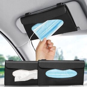 2PCS Car Tissue Holder, Sun Visor Napkin Holder, PU Leather Car Visor Tissue Box Holder, Mask Dispenser for Car, Backseat Tissue Case, Car Tissue Holder Visor for Auto, Car Accessories for Women
