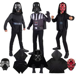 STAR WARS Villains Official Youth Dress-Up Set - Three Unique Costumes of Darth Vader, Darth Maul, and Kylo Ren (Size Medium)