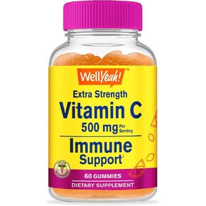 Vitamin C Gummies 500mg | Natural Sourced Flavors | Immune, and Antioxidant Support | Vitamina C Gummies for Adults | Nut Free, Vegan | 60 Count