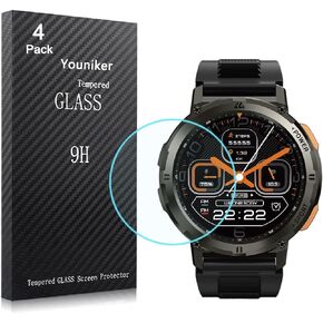 4 Pack Compatible with KOSPET Smartwatch T2 1.43 inch Screen Protector Tempered Glass for AMAZTIM T2 1.43" Smart Watch Screen Protectors Cover Foils Glass Anti-Scratch