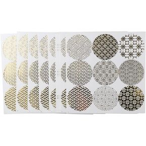 108PCS Decorative Gold Circle Envelope Seals Stickers Bags Stickers Label Gift Boxes Stickers 9 Patterns Self-Adhesive Labels,12 Sheets