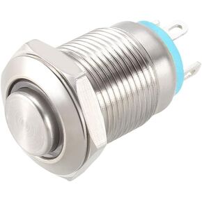 Uxcell لحظة مفتاح بـزر دفع معدني ارتفاع الرأس 12 مللي متر تركيب ضياء 1NO 3-6 فولت ضوء LED أزرق in Saudi Arabia