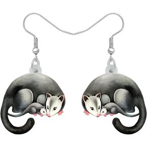 Cute Opossum Earrings Dangle Acrylic Hypoallergenic Jewelry Novelty Possum Gifts for Women Girls Rat Charms Decorations