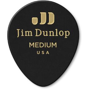 Dunlop 485P03MD Genuine Celluloid Tear Drop, 12/Player's Pack, Black