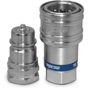 1/2" NPT Thread Ag Quick Connect Hydraulic ISO5675 - Poppet Style Coupler Coupling 1/2" body size Tractor Bobcat Skid Steer Loaders w/Dust Caps TL37