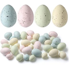 36 Pcs Easter Speckled Eggs Plastic Speckled Eggs Bowl and Vase Filler Faux Chicken Eggs for DIY Spring Displays and Easter Decorations, Blue, Green, Pink, Yellow in Saudi Arabia