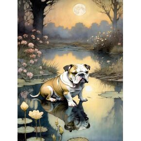 DIY 5D Diamond Painting Kits for Adults Oil Art Animals Diamond Art English Bulldog Diamond Painting Dog Full Drill Embroidery Craft Kits for Home Wall Decor Gifts 12x16 inch