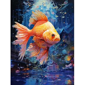 Reofrey DIY Diamond Art Kits for Adults Goldfish, Animal Full Drill Round Rhinestone Diamond Art Accessories, Cross Stitch Embroidery Canvas for Crafts Home Wall Decor 30x40cm
