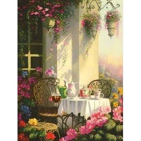 Ginfonr 5D DIY Mosaic Diamond Art Painting Kits Flower Garden Full Drill, Paint with Diamonds Art Landscape Cross Stitch Embroidery Rhinestone Craft for Home Office Wall Decor 12x16 Inch