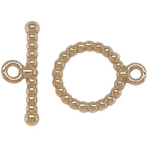 12.5MM 14K Solid Yellow Gold Beaded Toggle Clasp Striking Beaded Ring and Bar for Necklace and Bracelet Made in USA by CRAFT WIRE