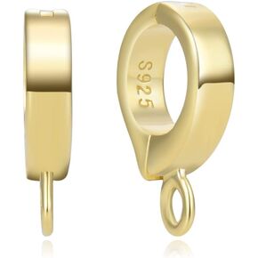 2pcs Adabele Authentic Gold Plated Sterling Silver Interchangeable Hinged Pendant Bail Clasp Clip Connector with Eye Peg Bail for Jewelry Makings SS93-2