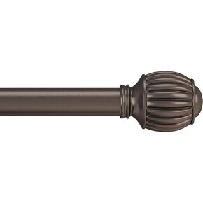 Lavish Home 1-Inch Curtain Rod Striped Cone Finials & Hardware for Home Decor in Bedroom, Living Room & Kitchen, 48" - 84", Silver