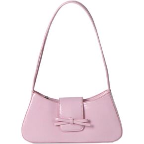 Bow Purse Shoulder Bag Small Coquette Aesthetic Bags Retro Y2k Faux Leather Underarm Purses Cute Handbag for Women