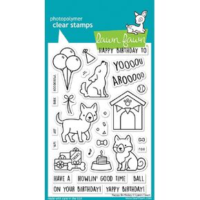 Lawn Fawn LF3158 Yappy Birthday 4X6 Clear Stamp Set