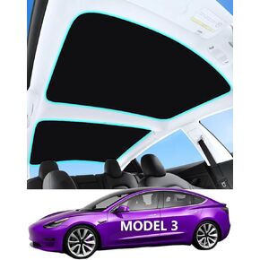2024 Upgraded Sunshade Sunroof Roof for Tesla Model 3 2023-2021, Foldable Sunroof Shade &No-Sag Glass Roof Sunshade for Tesla Model 3 Accessories (2021-2023 Model 3(White)