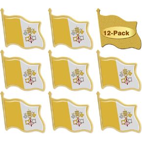 12/24/50/100Pcs Vatican Flag Lapel Pins Bulk - Metal Vatican City Brooch Badge Souvenir For Men Women Clothes Bags Hats