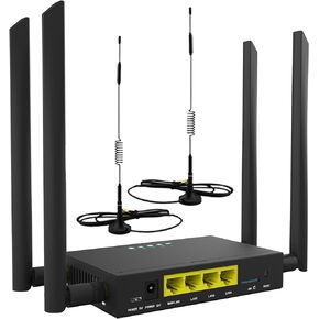 GC111 Industrial Grade 4G CPE LTE SIM Card WiFi Router Tough Iron case 32 WiFi Users RJ45 X 4 Dual Power 12V/5V Big SMA Antennas Plus 1.5M Cable 4G Antennas Multiple Languages