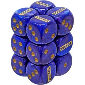 Chessex Dice d6 Sets: Lustrous Purple with Gold - 16mm Six Sided Die (12) Block of Dice