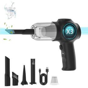 Handheld Vacuum Cordless Rechargeable Car Vacuum Cleaner| Mini Vacuum Cleaner with Strong Suction, Portable Vacuum for Car,Pet Hair,Home,Keyboard,Inflate-Deflate Swim Ring, Dust Buster (Black)