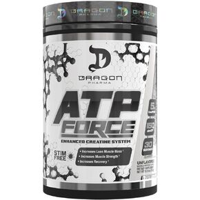 DRAGON PHARMA ATP Force Enhanced Creatine System, Stim-Free, Increase Lean Muscle Mass & Recovery, 5 Grams of CreaPure, Improves Blood Flow (30 Servings, Strawberry Lemonade)