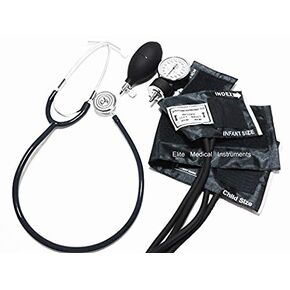 EMI #311 Black Pediatric Aneroid Sphymonamoneter Set Child and Infant Cuff Plus Basic Dual Head Stethoscope