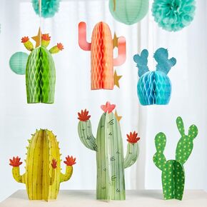 6PCS Cactus Table Centerpiece Decorations, Cactus Honeycomb Party Decorations, Summer Mexican Themed Party Decorations, Baby Shower Centerpiece Decorations&Birthday Party Decor (6-Pack)