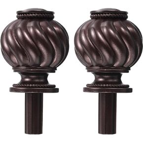 uxcell Curtain Rod Finials, 2Pcs Plastic Drapery Rail Pole Head Cap Decorative Window Curtain Rail End Fits Dia. 19mm(3/4") Curtain Rods (Brown)