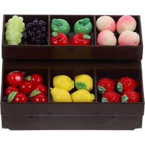 VICASKY 1 Set Miniature Plastic Shelf Food Display Dollhouse Vegetable Fruit Shelf Figurine Display Rack Stall Model Decoration Mini House Accessory