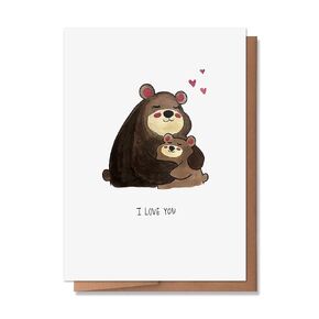 Wunderkid I Love You Bears Card, Cute Father's Day Card for Dad (1 Single Card, Blank inside)