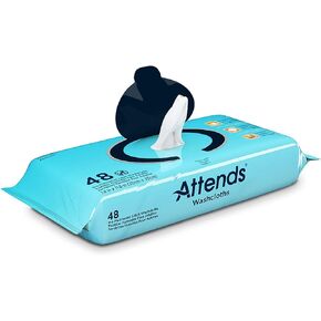 Attends Scented Washcloths for Adult Incontinence Care, Hypoallergenic, Latex and Alcohol Free, 48ct (Pack of 12)