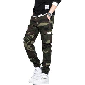 OYOANGLE Men's Camo Print Flap Pocket Cargo Pants Streetwear Outdoor Jogger Pants