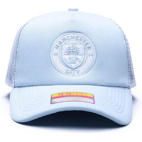 Manchester City 'Fog' Adjustable Snapback Trucker Style Soccer Hat/Cap Light Blue in Saudi Arabia