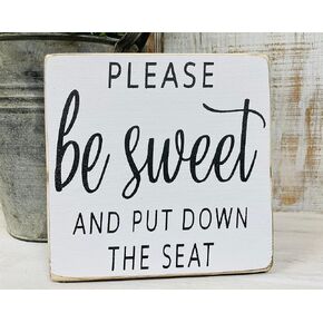 Funny Bathroom Signs Please Put Down Your Seat Signs - Farmhouse Bathroom, Bathroom Signs, Bathroom Wall Art, Farmhouse Signs, Rustic Wood Signs, 8x8 Inch, Decorative Plaque