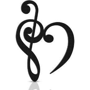 Amyhill Heart Music Wall Decor Musical Notes Wooden Music Wall Decorations Music Symbol Hanging Wall Sign Aesthetic Art for Music Room Home Wedding Present Bedroom Living Room Dining Room