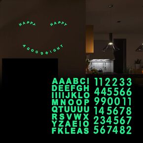 TOMALL 84pcs Glow in The Dark Alphanumeric Luminous Stickers Alphabet Letter Number Set Night Safety Luminous Decals Accessories DIY for Mailbox Laptop Keyboard Wall Ceiling Car Motorcycle (Green-S)