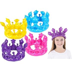 Colorful Inflatable Crowns - Size Kids/Small Adults. Princess, Queen, King, Royalty Party Favor