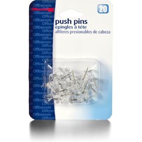 Officemate Pushpins, Clear, Pack Of 20 (92607)