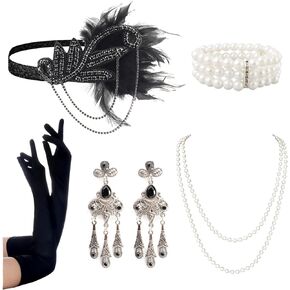 1920s Flapper Accessories Set for Women Great Gatsby Accessories Set 20s Party Costume Headband