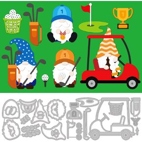 GLOBLELAND 2 Sets 23 Pcs Golf Gnomes Cutting Dies for DIY Scrapbooking Metal Ball Game Sports Die Cuts Embossing Stencils Template for Paper Card Making Decoration