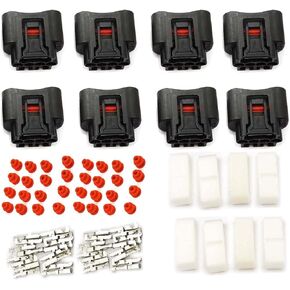 8Pcs Ignition Coil 4 Pin Plug Connector Denso waterproof black socket #90980-11885/7283-7449 Compatible with To-yota Le-xus Camry Yaris