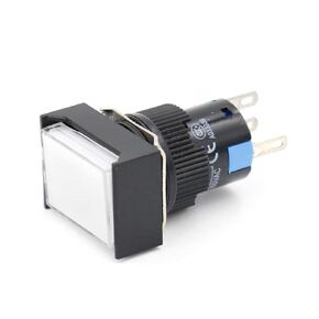 Baomain DC 5V Momentary Push Button Switch Rectangular Cap LED Lamp White Light SPDT 5 Pin Pack of 10