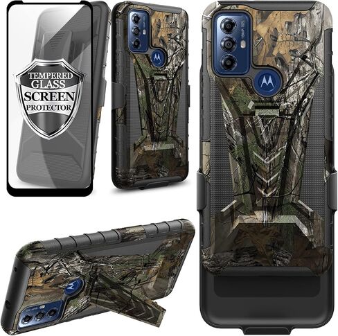 Ailiber for Motorola Moto G Play 2023 Phone Case with Screen Protector, Swivel Belt Clip Shell Holster with Kickstand, Heavy Duty Full Body Shockproof Protective Cover for Motorola G Play 2023-Camo in Saudi Arabia