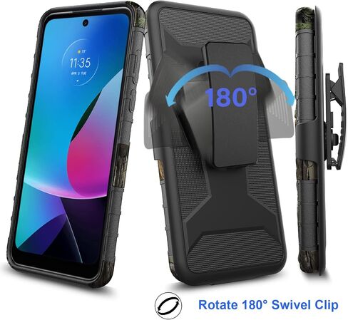 Ailiber for Motorola Moto G Play 2023 Phone Case with Screen Protector, Swivel Belt Clip Shell Holster with Kickstand, Heavy Duty Full Body Shockproof Protective Cover for Motorola G Play 2023-Camo in Saudi Arabia